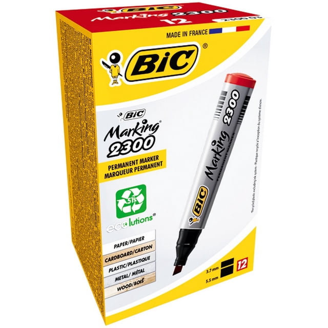 BIC Marking 2300 Chisel Nib Permanent Marker Box (12 Pack)