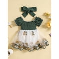 thumbnail image 2 of Bagilaanoe Newborn Baby Girl Rompers Dress Embroidery Short Sleeve Bodysuits + Headband 3M 6M 12M 18M 24M Infant Tulle Patchwork A-line Dresses, 2 of 9