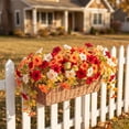 thumbnail image 7 of Scidweet Artificial Fall Flowers, 2Pcs Faux Fake Petunias Silk Flowers Plants Fall Decorations for Home Outdoor Garden Balcony Yard Front Porch Indoor Decor, Orange White Red, 7 of 7