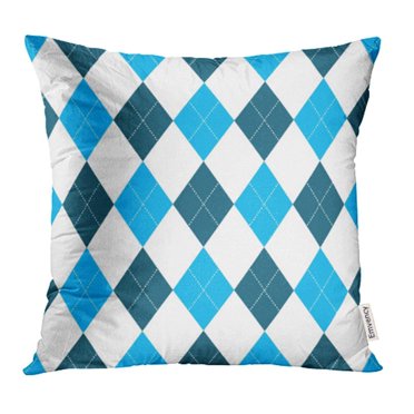 USART Golf Argyle Pattern in Shades Blue White Stitch Plaid Check Checkered Pillowcase Cushion Cases 20x20 inch