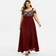 thumbnail image 1 of ICHUANYI Clearance Women Plus Size Cold Shoulder Floral Lace Maxi Party Evening Camis Long Dress(Wine, L) ICHUANYI WER2023080704832, 1 of 5