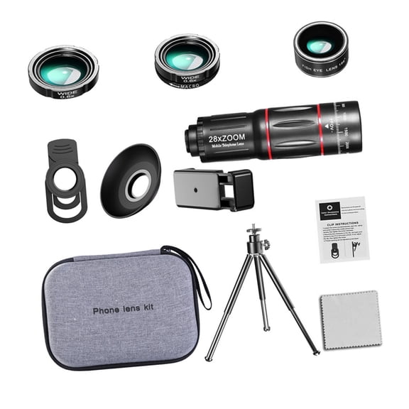 28X Telephoto Lens Clip Type Telephoto Phone Lens with Fisheye Wide Angles Lens for Phones Video Taking