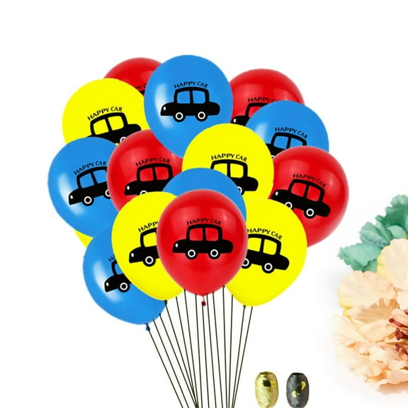 WEAVILUX Assorted Color Race Car Birthday Party Balloons Set with Round Confetti Balloons for Family Celebrations and Kids' Parties