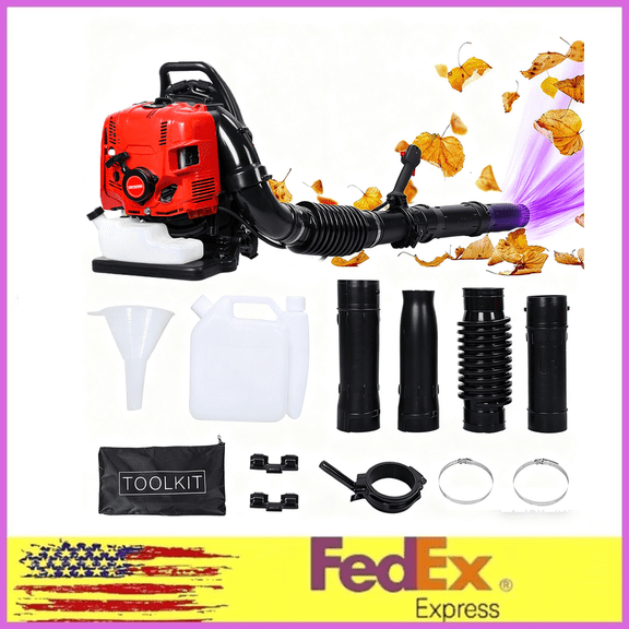 Floseru 75.6CC Gas Leaf Blower, 2 Stroke Backpack Leaf Blower, Up to 900 CFM and 210 MPH , Variable Speed & Cruise Control, Powerful Blowing Force