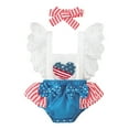 thumbnail image 5 of YWIYIUD Baby Girl 4th of July Outfit Baby Boy Flying Sleeve Fourth of July Romper Sets with Headband Independence Day Bow Romper Outfit InfantBaby Girl Clothes Blue 3-6 Months, 5 of 9
