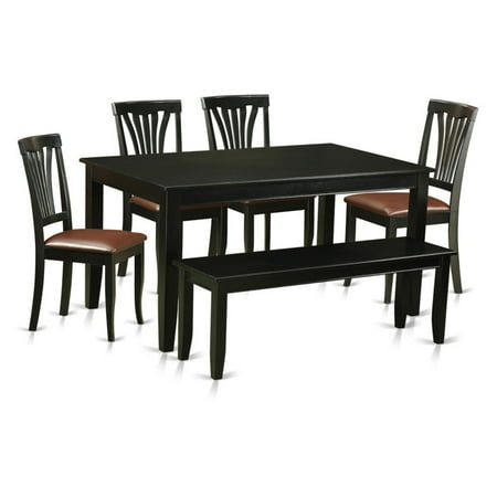 East West Furniture Dudley 6 Piece Rectangular Dining Table Set With East West Furniture Dudley 6 Piece Rectangular Dining Table Set With Avon Faux Leather Chairs