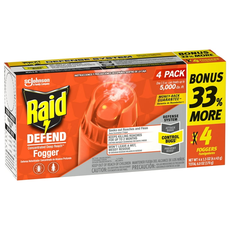 Raid® Concentrated Deep Reach Fogger for Fleas & Roaches, 1.5 fl oz, 4 Cans  