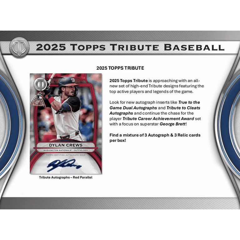スポーツ選手 2025 Topps Tribute Baseball Hobby Box 2025 Topps Tribute Baseball Hobby Box - Walmart.com