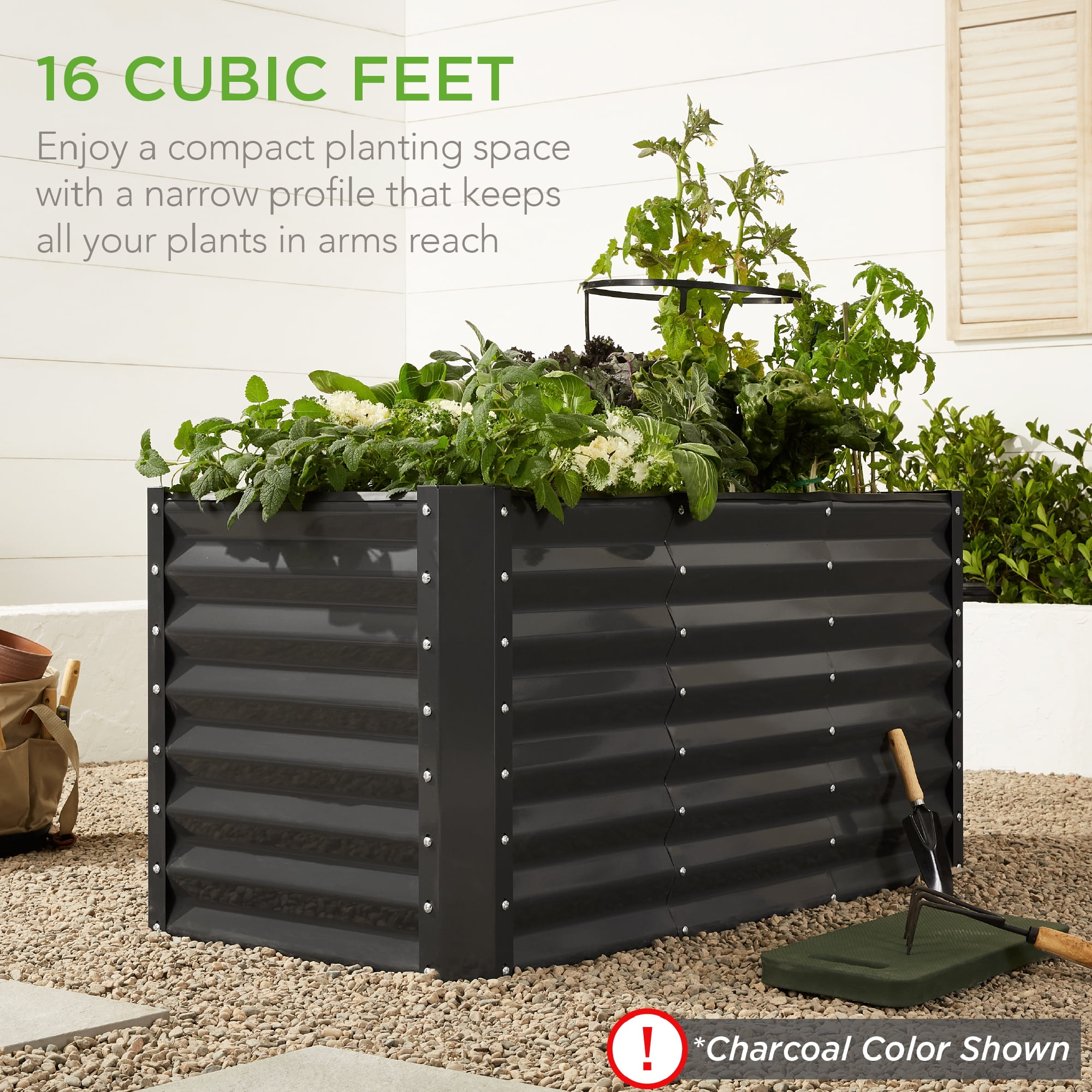 Best Choice Products 4x2x2ft Outdoor Metal Raised Garden Bed, Planter Box for Vegetables, Flowers, Herbs - Beige