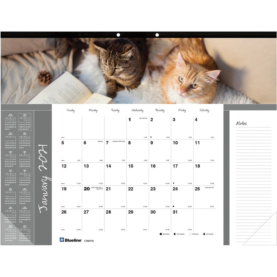 Blueline, REDC194115, Furry Cats Desk Pad Calendar, 1 Each Walmart