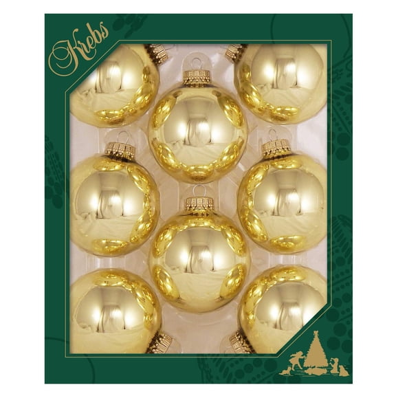 Christmas By Krebs Made in The USA Designer Seamless Glass Christmas Ball Ornaments, 2 5/8" (67mm), 8 Pieces