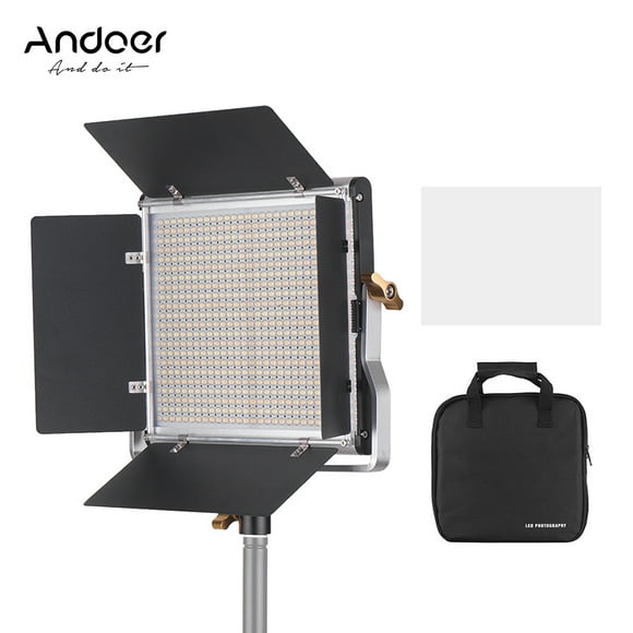 Andoer Professional Lampe torche LED Dimmable 660 Ampoules LED Panneau de lumière bicolore 3200-5600K CRI 85+ avec support en U et kit d'éclairage de barre pour la prise de vue en studio pour la p