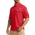 thumbnail image 2 of Camisa de pesca Pudolla con protección solar UPF50+ para hombre, color rojo XL, 2 of 6