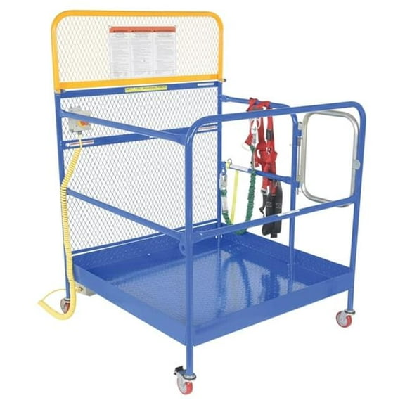 Vestil WP-4848-CA-FF 48 x 48 in. Steel Full Featured Work Platform with Poly Casters - Blue