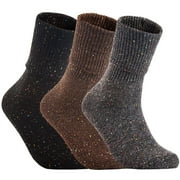 Lian LifeStyle Women's 3 Pair's Exceptional High Crew Wool Socks Non Slip, Cozy and Cool HR1412 Size 6-9 Coffee, Black, Gray