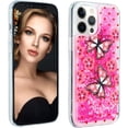 thumbnail image 4 of Case for iPhone 12 Pro Max, iPhone 12 Pro Max Case Cute Pink Glitter Luxury Sparkle Liquid for Girls Women Quicksand Clear Soft TPU Protective Phone Case for iPhone 12 Pro Max Pink Butterfly, 4 of 12