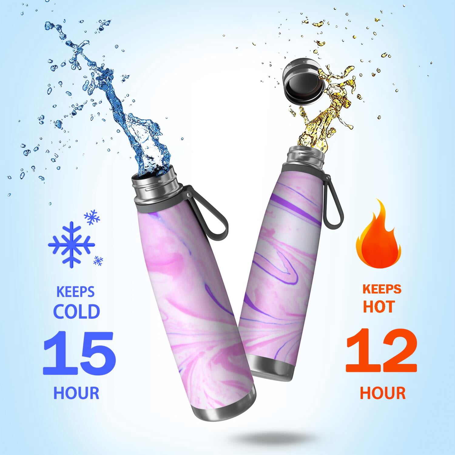 29oz Insulated Water Bottle with Tea Infuser, Stainless Steel Travel Mug, Liquid & Marble Print