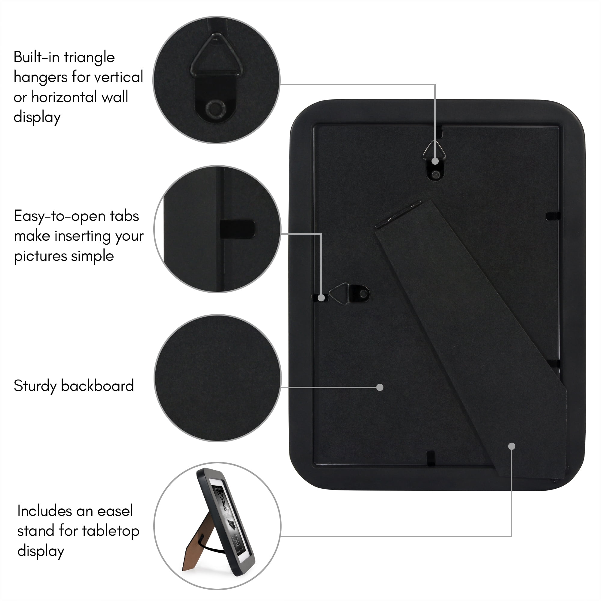 Americanflat 5x7 Picture Frame with Shatter-Resistant Glass with 4x6 Mat Round Corner Molding Mod - Black