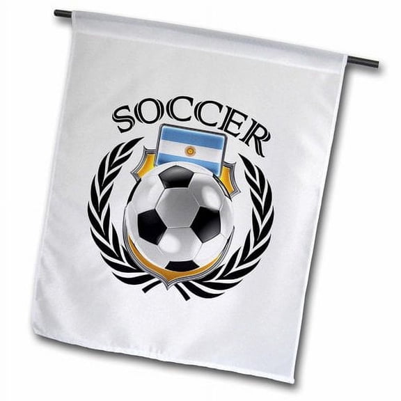 3dRose, Argentina Soccer Ball with Fan Crest, 12 x 18 inch Garden Flag