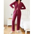 thumbnail image 5 of SMZ Womens Pajamas Set 2 Piece Button Down Pjs Soft Long Sleeve Top and Pants Sleepwear Set Lounge Sets, 5 of 13