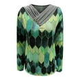 thumbnail image 2 of Cadeaux pour Femme Cravate-Teinte Imprimé Broderie Col Manches Longues Chemisier Tops, 2 of 5