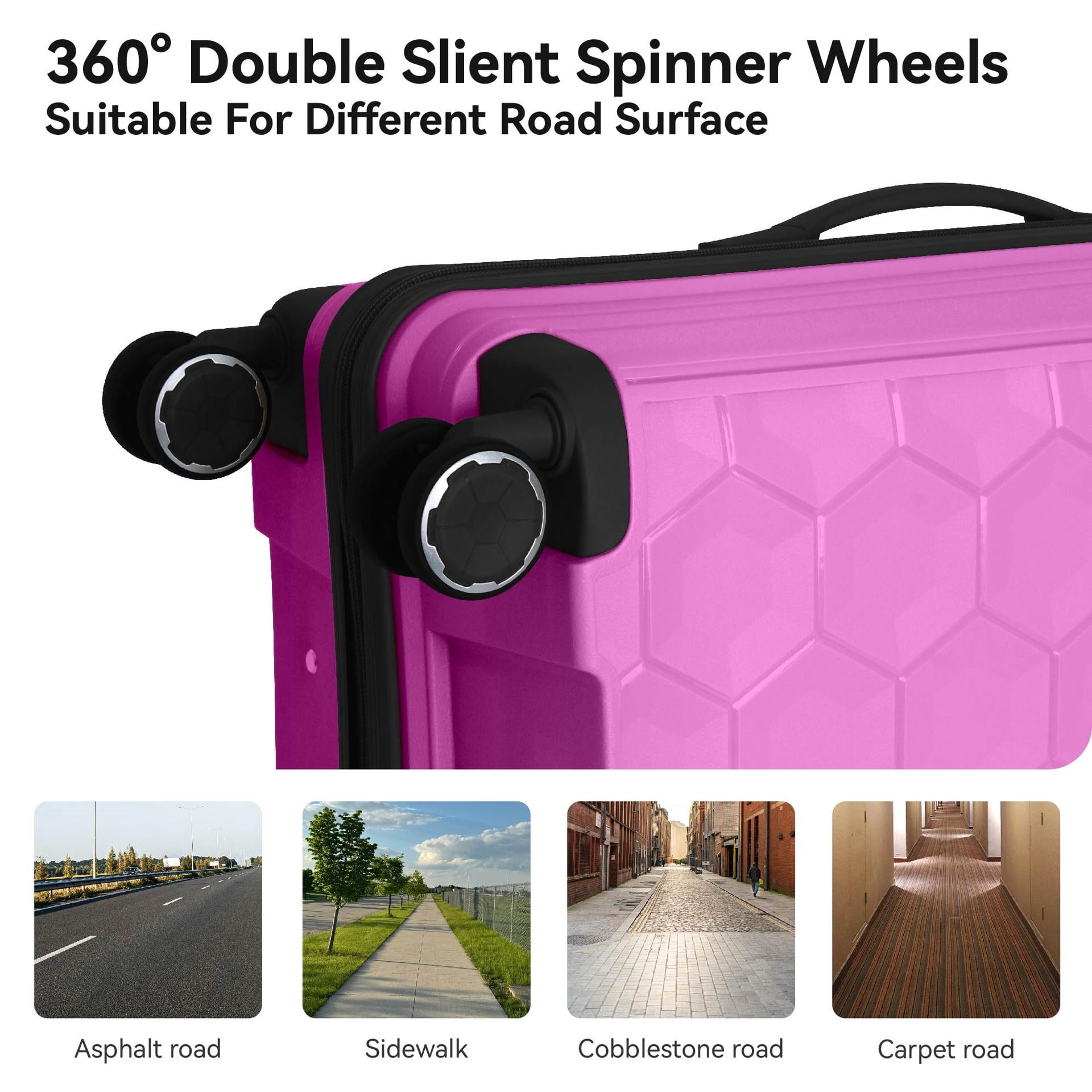Unisex Luggage Set of 3 with 20" 24" 28", Honeycomb-Patterned Suitcase with 3-Step Push Botton Handle & TSA-Lock