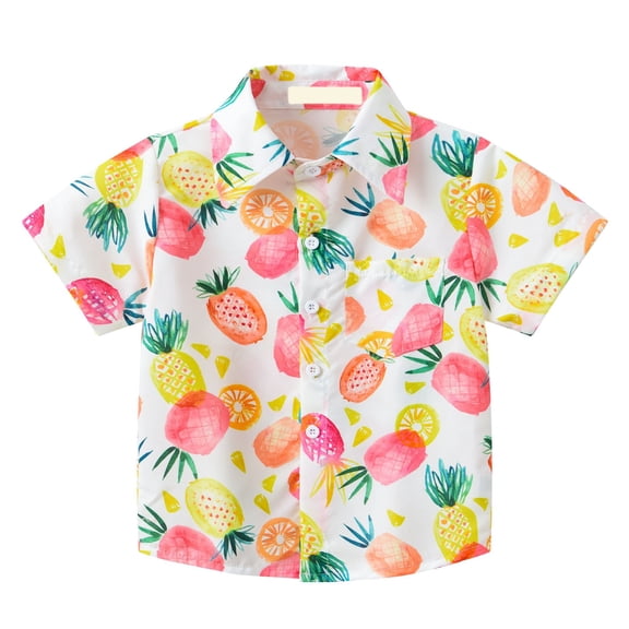 UACY Toddler Boys Button Down Dress Shirts Little Girls Cute Butterfly Pattern Short Sleeve Tshirt Summer Beach Clothes for Kids (Green, 6-7 Years)