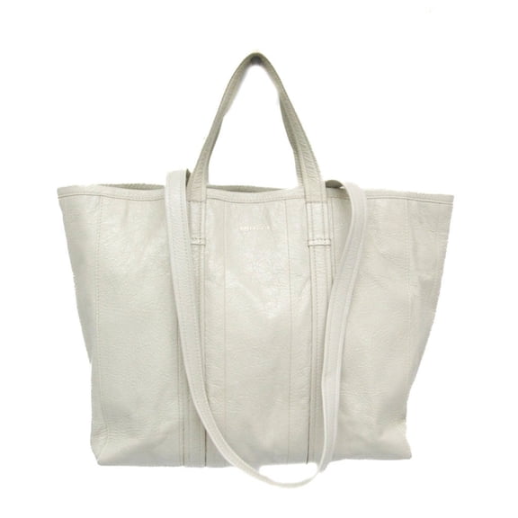 Pre-Owned Balenciaga Barbes Medium Shopper 671409 Men,Women Leather Tote Bag White (Good)