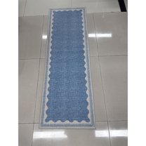 RONSHIN Area Rugs Washable Carpets 100% Polyester 350Gsm Velvet (Total 1150Gsm) Pearl Velvet Cotton Tpr Washed Folding Backing Carpet-Modern-Dora blue 2*6ft
