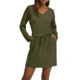thumbnail image 4 of Dresses for Women 2025 Casual Long Sleeve Dress Trendy Fall Fashion Cozy Travel Outfits Army Green S, 4 of 4