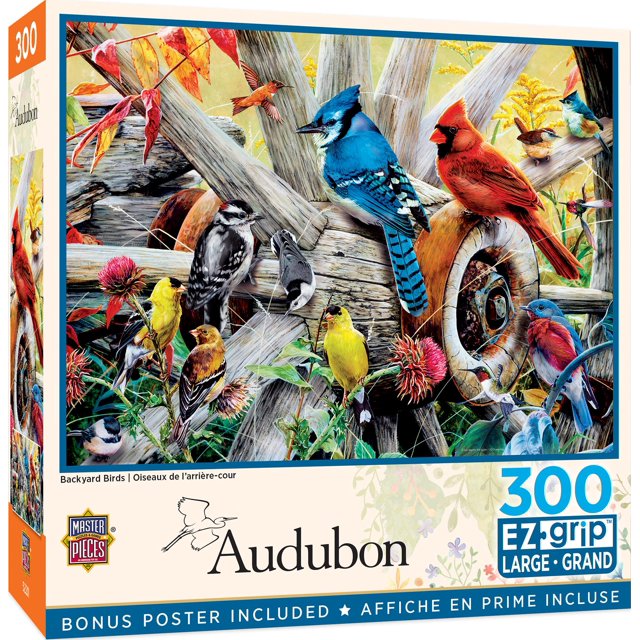 Puzzle MasterPieces Audubon Backyard Birds 300 piezas