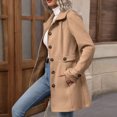 thumbnail image 5 of YYDGH Womens Wool Blend Coat Casual Long Sleeve Lapel Collar Singel Breasted Peacoat Slim Fitted Overcoats Winter Warm Outwear, 5 of 9
