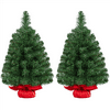 Topeakmart 2pcs 2ft Mini Artificial Christmas Tree with Cement Base Green
