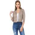 thumbnail image 1 of Cielo Cardigan Ouvert Uni Doux pour Femmes Manches 3/4 Camel Grand, 1 of 4