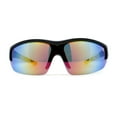 thumbnail image 2 of Mens Shield Color Mirror Classic Baseball Halfrim Sport Sunglasses Black Yellow Rainbow Mirror, 2 of 4