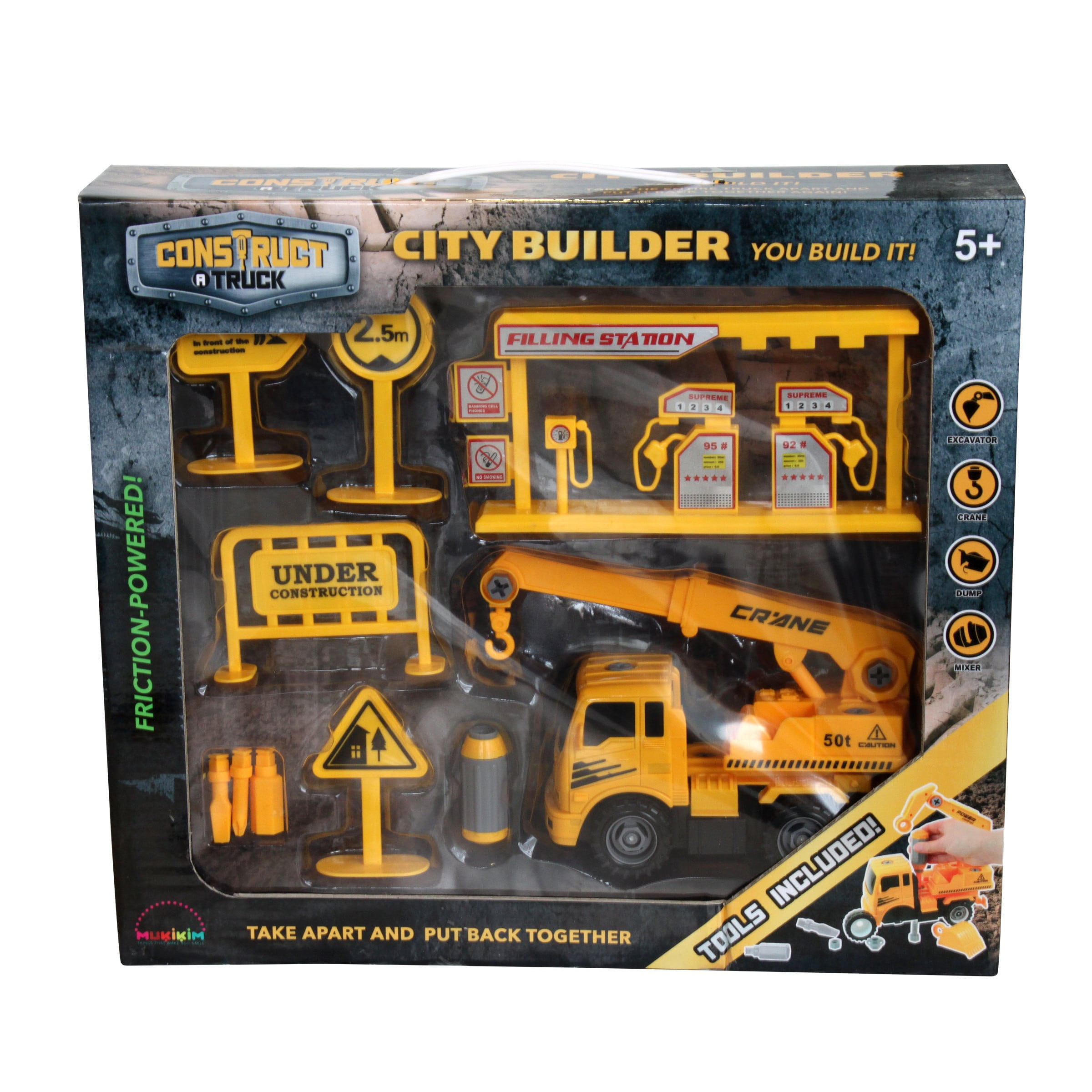Mukikim Construct A Truck City Builder Crane. Take Apart, put back