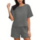 thumbnail image 5 of Conjunto Corto Casual para las Mujeres Manga Corta Bolsillo Pantalones Cortos Pantalones de Señoras Conjunto con Cuello Redondo Top, Ropa Casual de Verano, 5 of 6