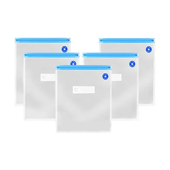 Vacuum Sealer Bags for Food Storage Reusable BPA Free Plastic Airtight Bags with Hand Pump Compact Storage for Kitchen Pantry Freezer Organization(5pc 30*34cm)