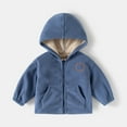 thumbnail image 2 of FAOWME Big Boys Girls Hooded Coats Long Sleeve Letter Print Zipper Soft Warm Fashion Windproof Jacket For Autumn Winter Daily Wear Dark Blue 3-4 Years, 2 of 7