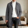 thumbnail image 2 of Gfyviroh Men's Mid-Length Trench Coat Lightweight Solid Button Front Casual Jacket Long Sleeve Lapel Business Office Coat, 2 of 7