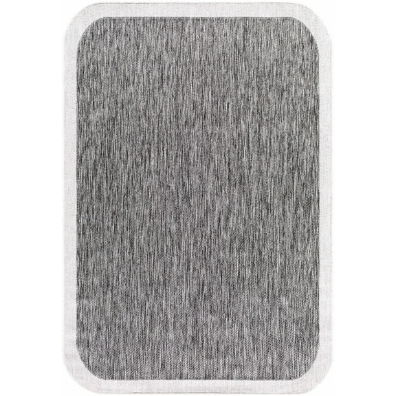 Hauteloom Chetan Living Room, Bedroom Patio Outdoor Area Rug - Traditional - Charcoal, Cream - 2'4" x 3'9"