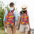 thumbnail image 6 of Casual Canvas Backpack Without Interlayer Large Capacity Stick Bag Design For Outdoor Shopping Office Outdoor Sports Red Tie Dye Background Rainbow Colors (5) Small, 6 of 7