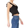 thumbnail image 4 of Women Strap V Neck Cut Out Open Back Ruffle Trim Tank Top, 4 of 6