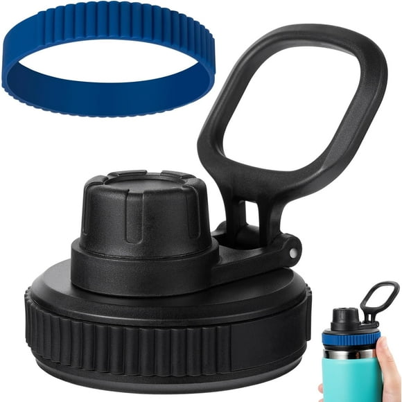 TRAHOO-Lid for Hydro Flask Wide Mouth, Lids for Hydro Flask 1216 20 24 32 40 OZ Wide Mouth, Chug Lid Replacement Sport Cap for HydroFlask Wide Mouth Water Bottle, Top Accessories (Black+Navy)