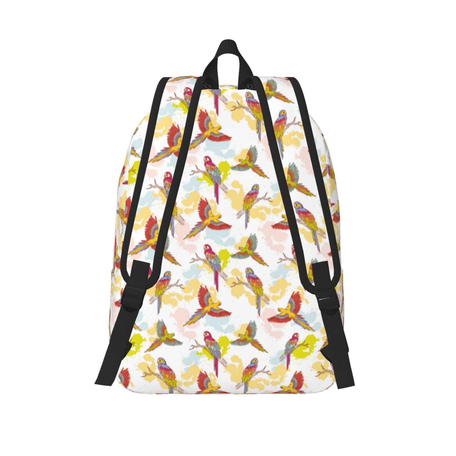 Travel Laptop Backpack - Artistic Colorful Cute Parrot Lightweight Canvas Backpack, Wear Resistant Computer Backpack Bag Fit {sizeName} Laptop for Men Women with Adjustable Padded Shoulder Straps