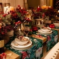 thumbnail image 3 of Christmas Tree Cotton Linen Table Runner for Dining Kitchen, Green Gnomes Winter Xmas Snowflake Wedding Outdoor Party Tablerunners Decoration, Dresser Scarf Coffee Tablecloth Runners 13x90 Inches, 3 of 9
