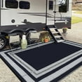 thumbnail image 6 of Twister.CK Outdoor Rug 9'x18' Waterproof Patio Rug, Reversible Plastic Outside Carpet Storage Bag, for RV Camping Deck Balcony Porch, Dark Blue & White, 6 of 8