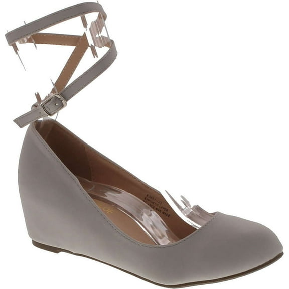 Chase & Chloe Womens BOBBY-12 Round Toe Med Low Heel Wedge Pump
