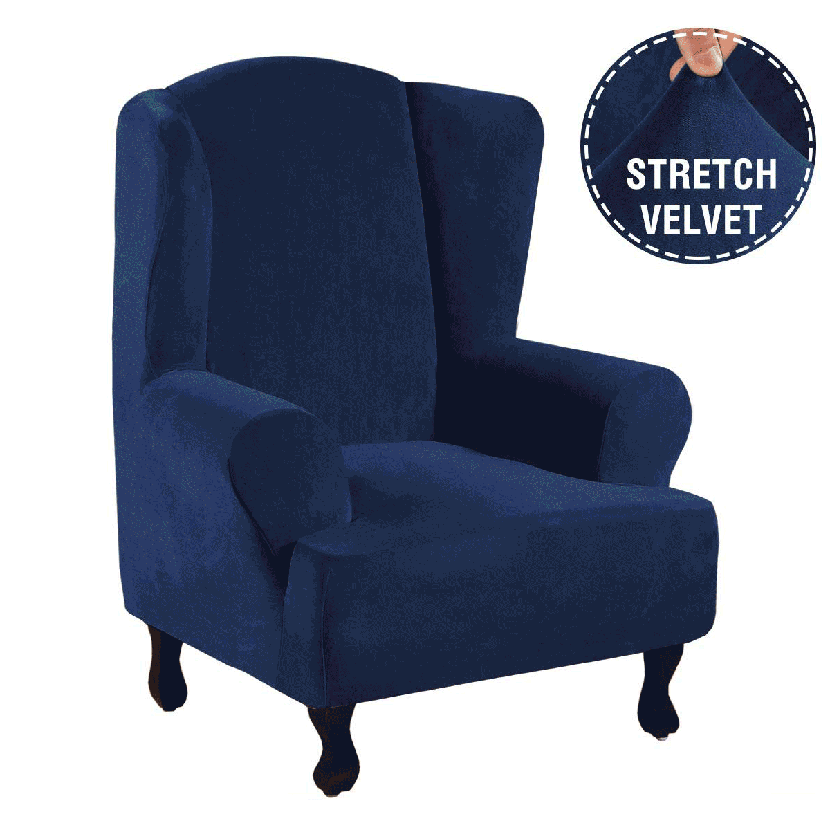 Details about   Velvet Wing Back Slipcover Stretch Wingback Armchair Chair Cover Protector Set 