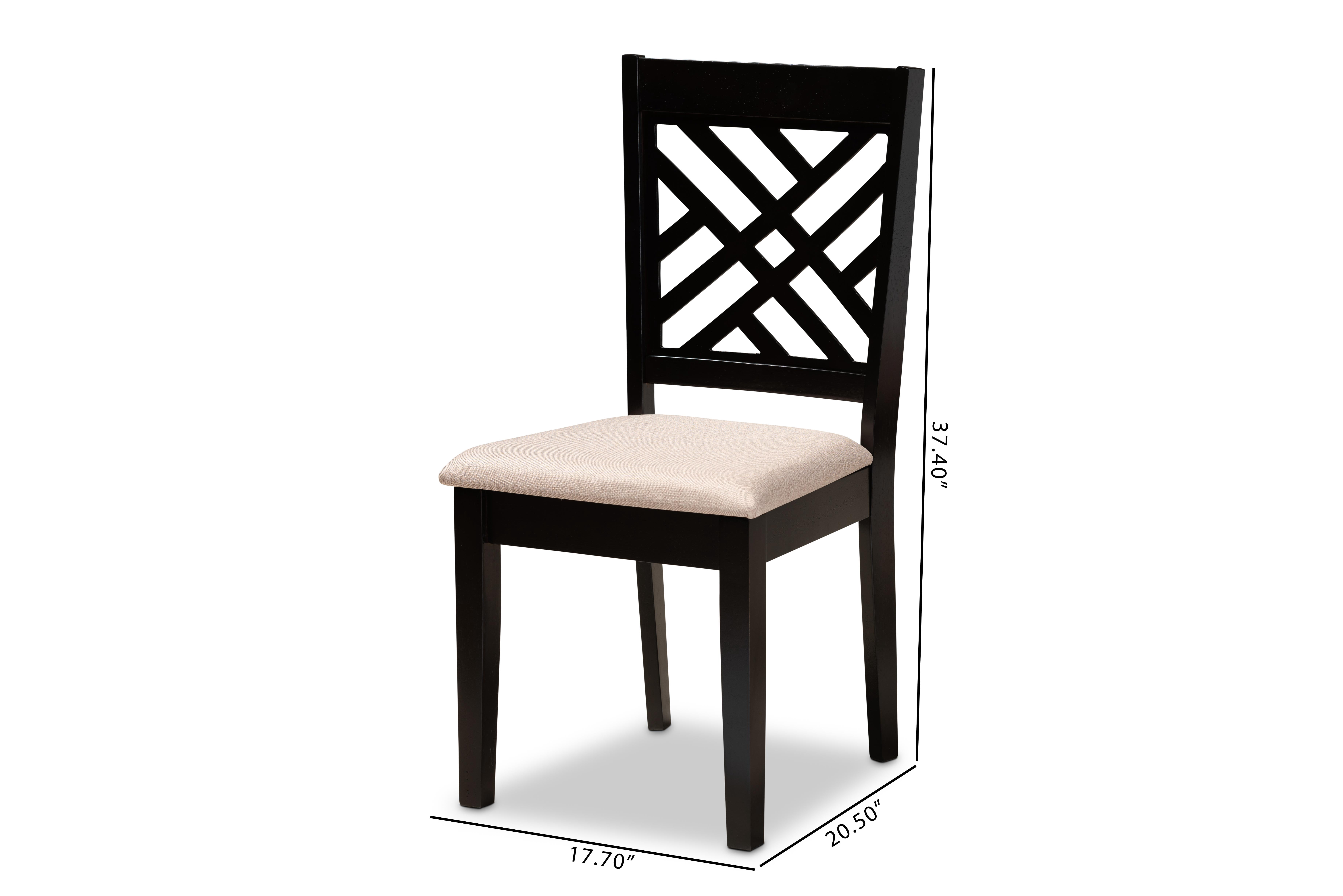 Baxton Studio Caron Modern and Contemporary Sand Fabric Upholstered Espresso Brown Finished Wood 2-Piece Dining Chair Set Set
